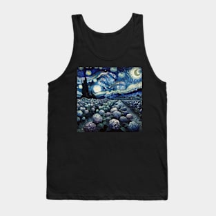 Enchanted Flower Garden Night: Hydrangea Starry Floral Tank Top